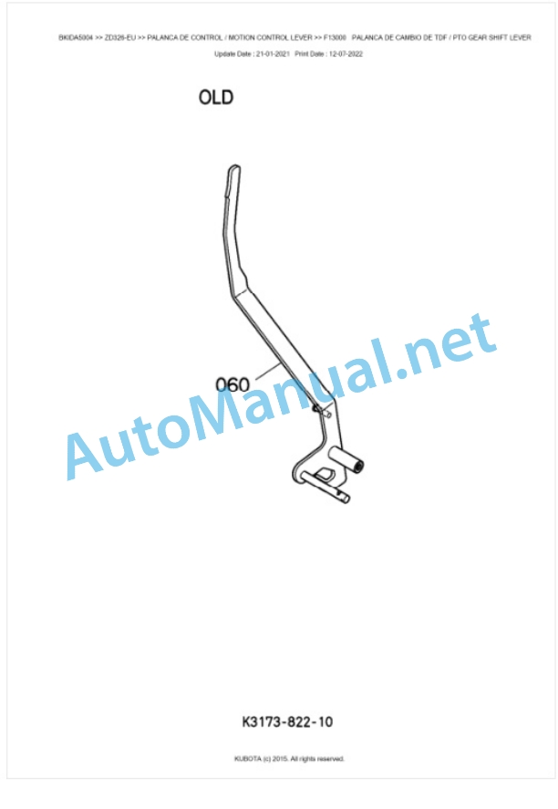 Kubota ZD326-EU Parts Manual PDF BKIDA5004-4