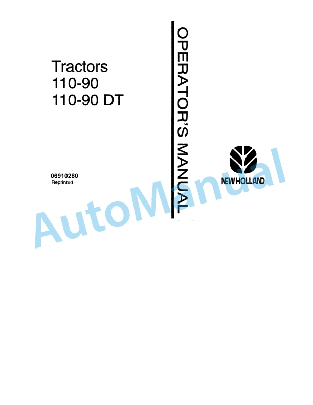 Fiatagri 110-90, 110-90DT Tractor Operation and Maintenance Manual 06910280