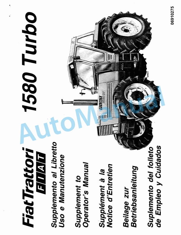 Fiatagri 1580 Turbo Tractor Operation and Maintenance Manual 06910275