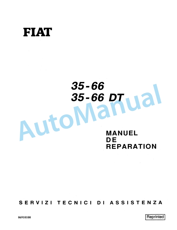 Fiatagri 35-66, 35-66DT Tractor Workshop Manual 06910100