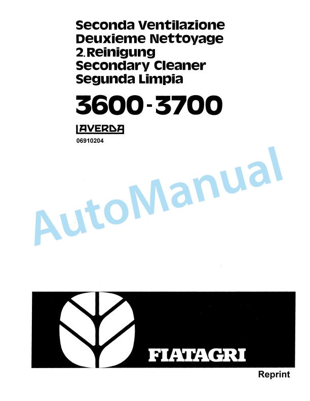 Fiatagri 3600, 3700 Second Clean Operation and Maintenance Manual 06910204