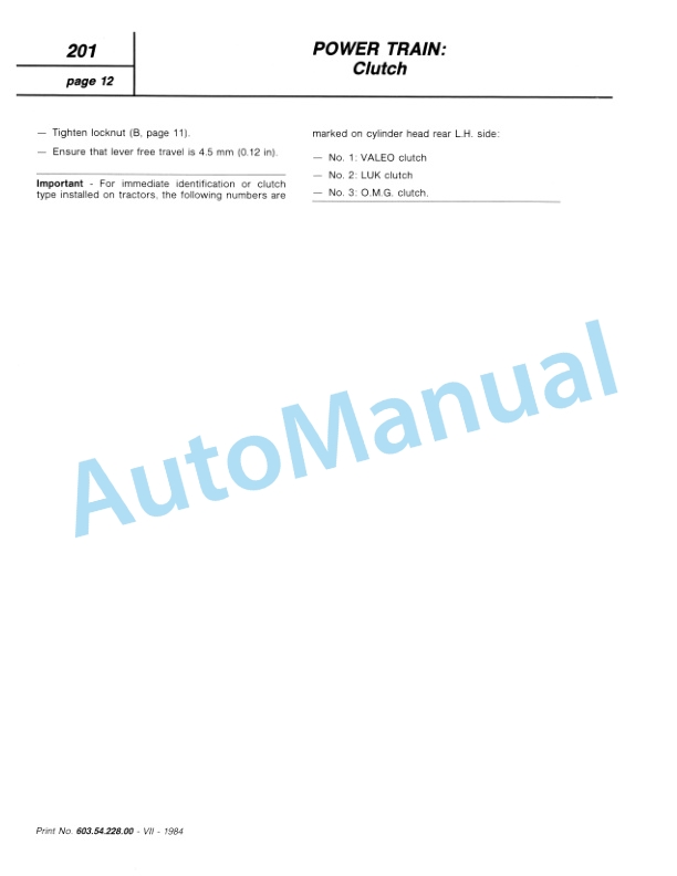 Fiatagri 466-466DT, 566-566DT, 666-666DT, 766-766DT Tractor Workshop Manual 06910067 3 Fiatagri 466-466DT, 566-566DT, 666-666DT, 766-766DT Tractor Workshop Manual 06910067-3