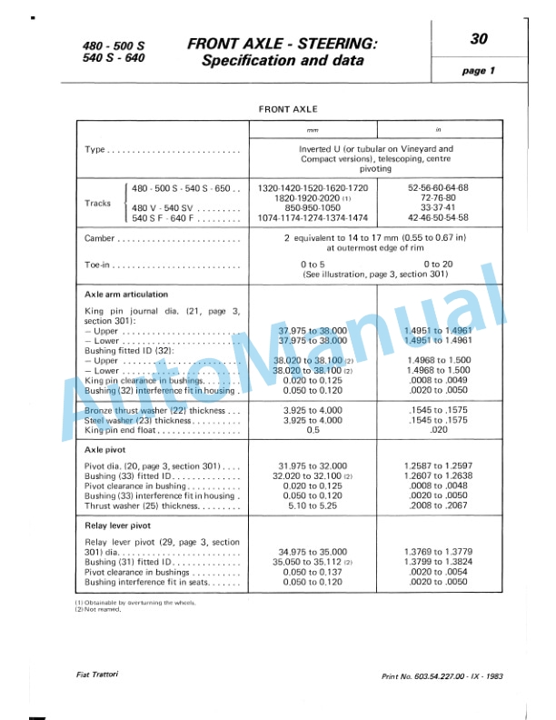 Fiatagri 480-480DT, 500S-500SDT, 540S-540SDT, 640-640DT Tractor Workshop Manual 06910066 4 Fiatagri 480-480DT, 500S-500SDT, 540S-540SDT, 640-640DT Tractor Workshop Manual 06910066-4