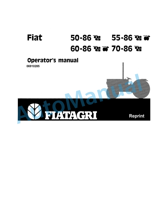Fiatagri 50-86, 55-86, 60-86, 70-86 Tractor Operation and Maintenance Manual 06910285