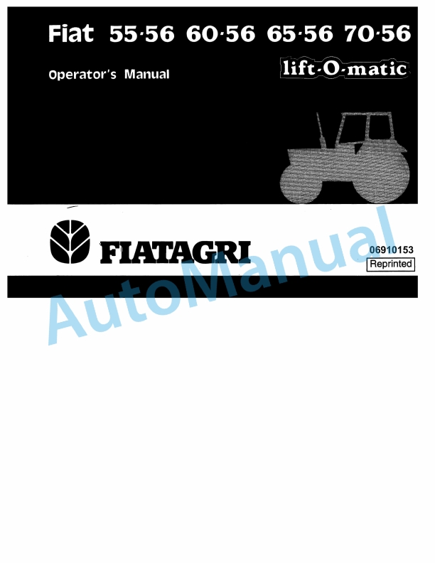Fiatagri 55-56, 60-56, 65-56, 70-56 Tractor Operation and Maintenance Manual 06910153