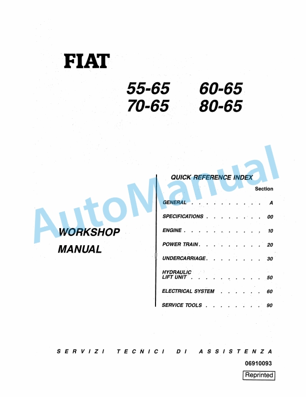 Fiatagri 55-65, 60-65, 70-65, 80-65 Tractor Workshop Manual 06910093