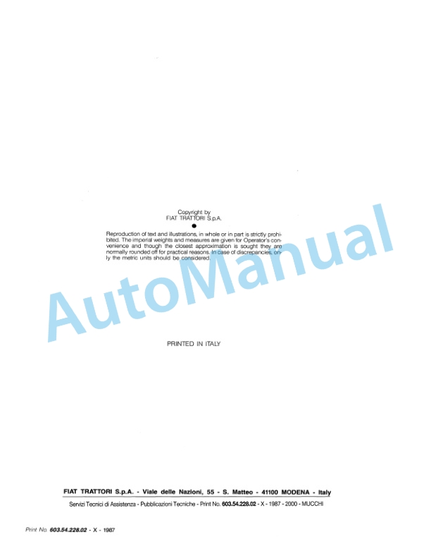 Fiatagri 55-66, 55-66DT, 60-66, 60-66DT, 65-66, 65-66DT, 70-66, 70-66DT, 80-66, 80-66DT Tractor Workshop Manual 06910069 - Image 5