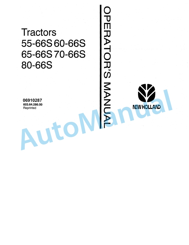 Fiatagri 55-66S, 60-66S, 65-66S, 70-66S, 80-66S Tractor Operation and Maintenance Manual 06910287