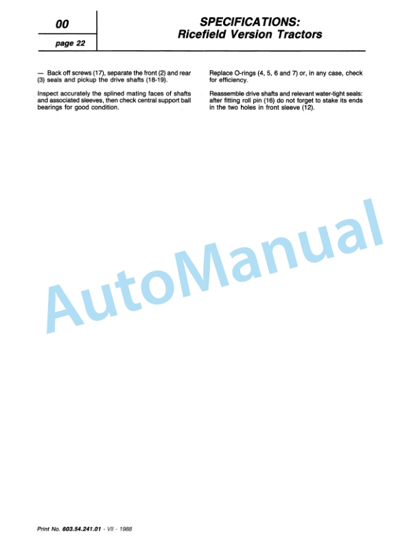 Fiatagri 55-90, 60-90, 70-90, 80-90, 90-90, 100-90 Tractor Workshop Manual 06910079 5 Fiatagri 55-90, 60-90, 70-90, 80-90, 90-90, 100-90 Tractor Workshop Manual 06910079 - Image 5