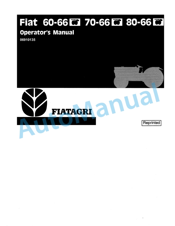 Fiatagri 60-66, 70-66, 80-66 Tractor Operation and Maintenance Manual 06910135