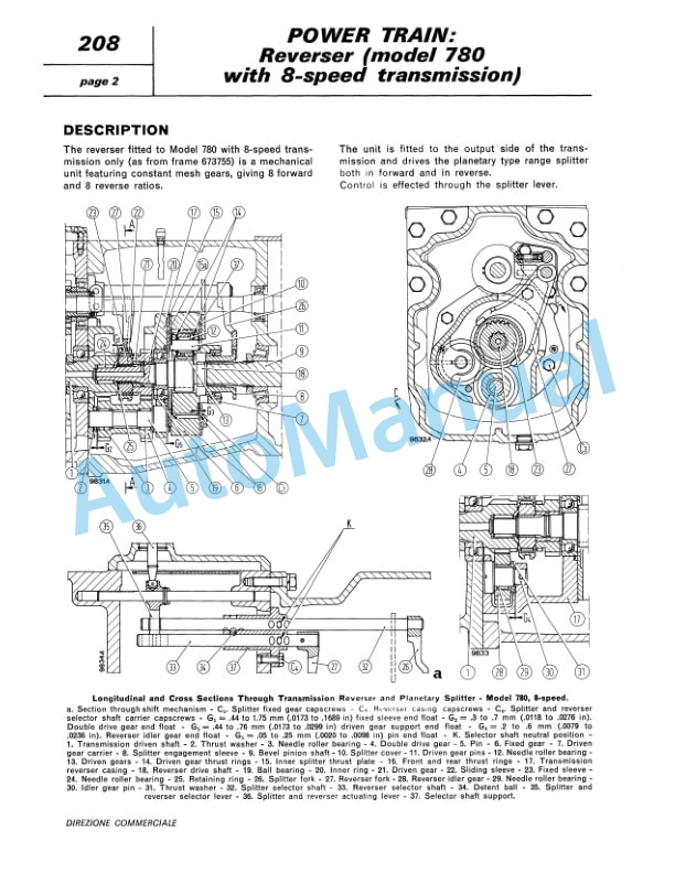 Alternative view of Fiatagri 780, 880 Tractor Workshop Manual 06910053