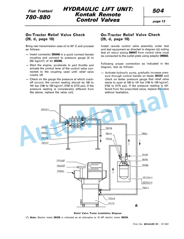 Fiatagri 780, 880 Tractor Workshop Manual 06910053 3 Fiatagri 780, 880 Tractor Workshop Manual 06910053 - Image 3