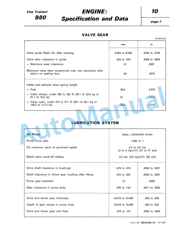 Fiatagri 780, 880 Tractor Workshop Manual 06910053 5 Fiatagri 780, 880 Tractor Workshop Manual 06910053 - Image 5