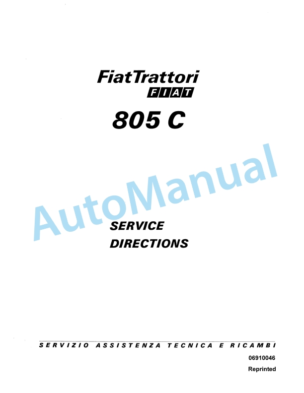 Fiatagri 805C Tractor Service Direction 06910046 1 Fiatagri 805C Tractor Service Direction 06910046