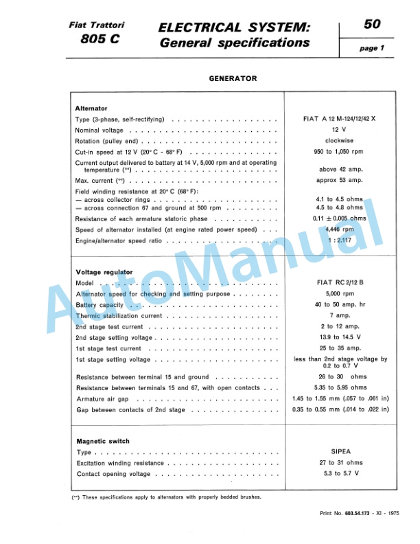 Fiatagri 805C Tractor Service Direction 06910046 5 Fiatagri 805C Tractor Service Direction 06910046-5