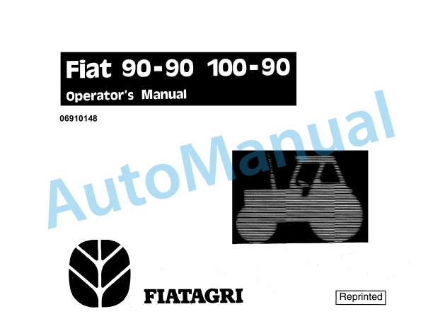 Fiatagri 90-90, 100-90 Tractor Operation and Maintenance Manual 06910148 1 Fiatagri 90-90, 100-90 Tractor Operation and Maintenance Manual 06910148