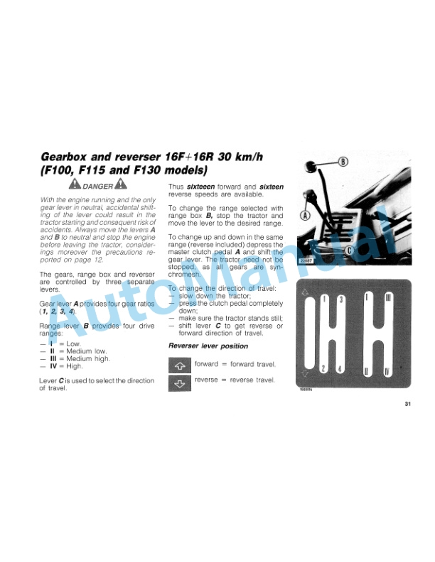 Fiatagri F100, F115, F130 Turbo, F140 Turbo Winner Tractor Operation and Maintenance Manual 06910288 2 Fiatagri F100, F115, F130 Turbo, F140 Turbo Winner Tractor Operation and Maintenance Manual 06910288-2