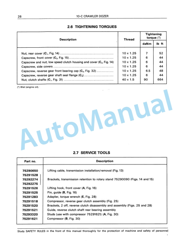 Fiatallis 10C Crawler Dozer Service Manual 60406239-4