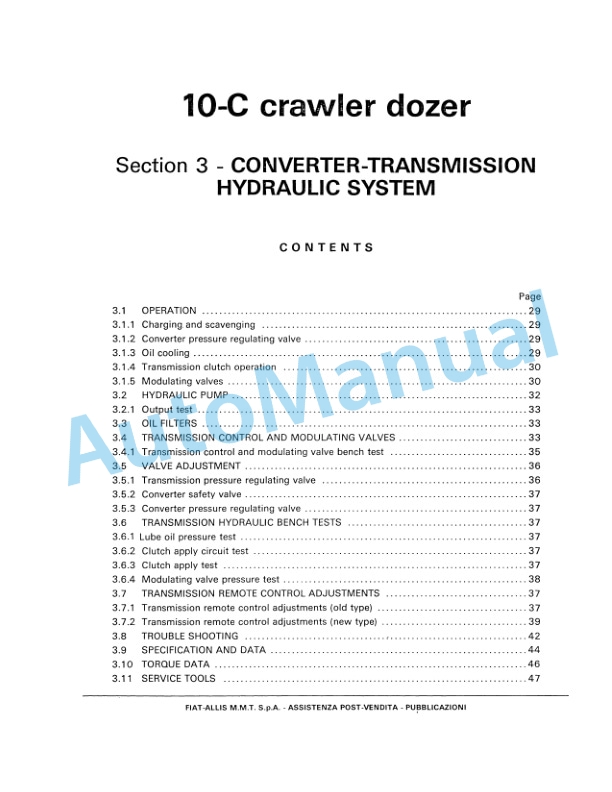 Fiatallis 10C Transmission Service Manual 60406238-4