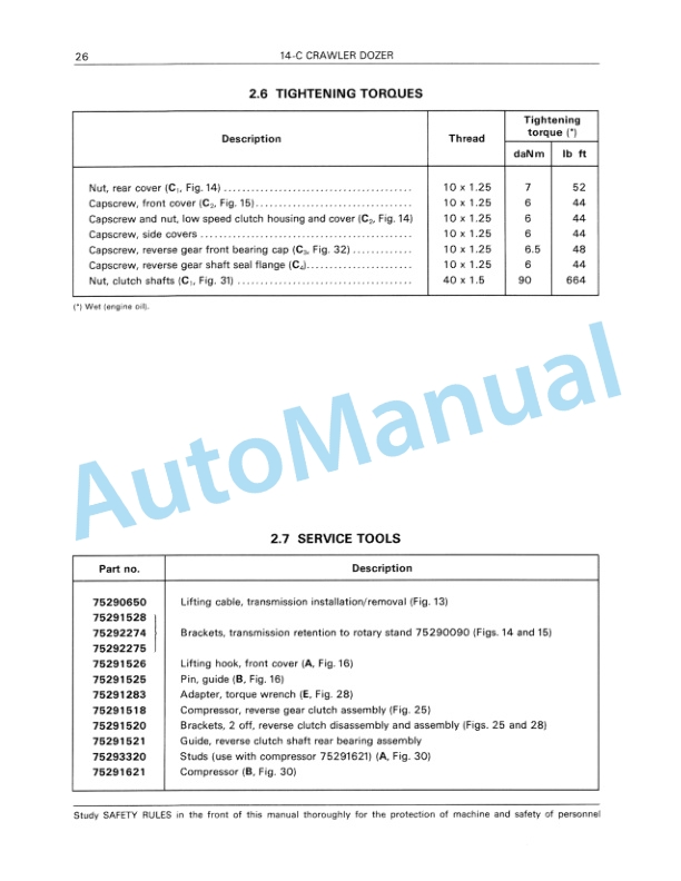 Fiatallis 14C Crawler Dozer Service Manual 60406247-4