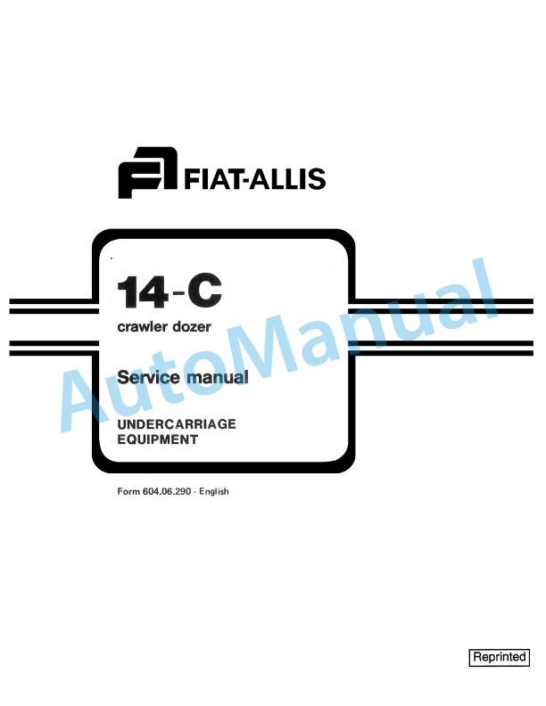 Fiatallis 14C Crawler Dozer Service Manual 60406290