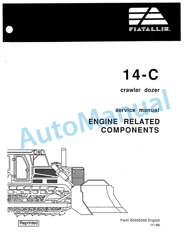 Fiatallis 14C Crawler Dozer Service Manual 60406348