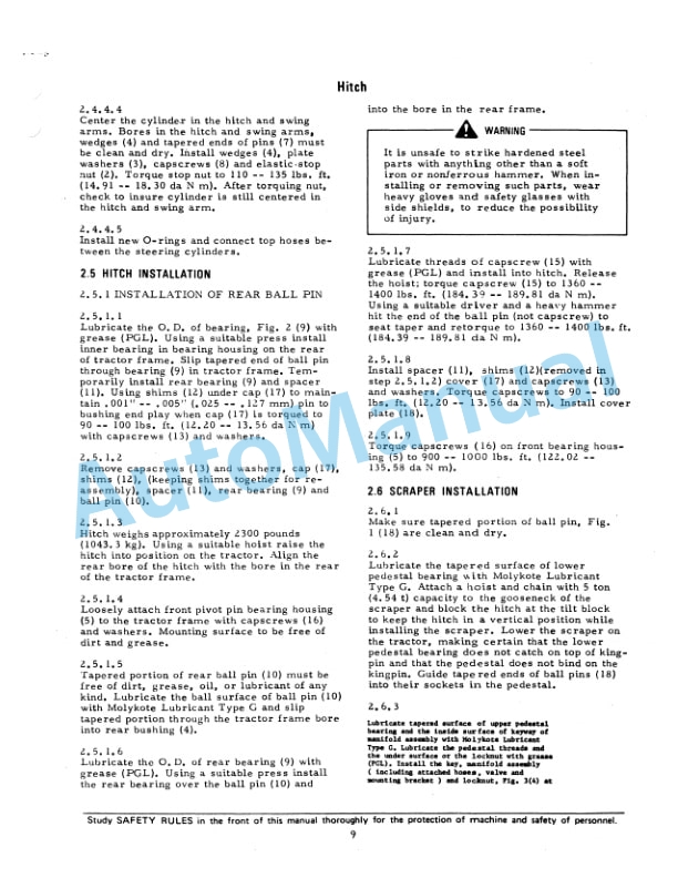 Fiatallis 161 Elevating Tractor Scraper Service Manual 73117274-2