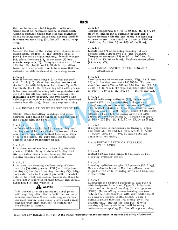 Fiatallis 161 Elevating Tractor Scraper Service Manual 73117274-5