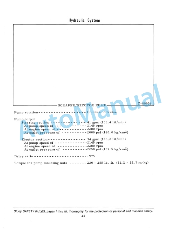 Fiatallis 161 Tractor Scraper-Specification Service Manual 73112987-5