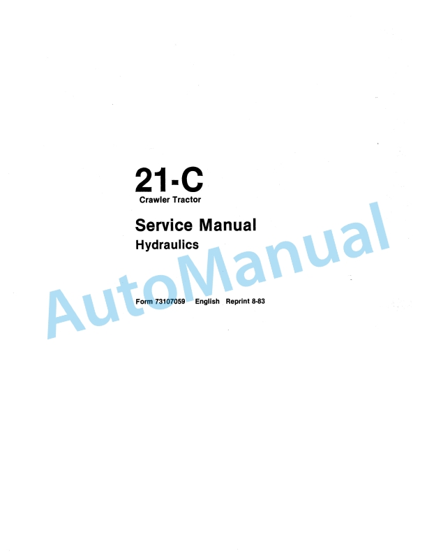 Fiatallis 21C Crawler Tractor Service Manual 73107059