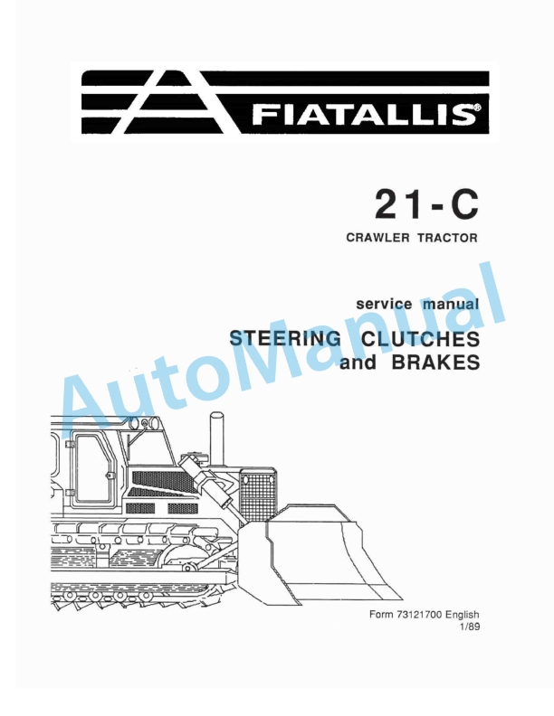 Fiatallis 21C Crawler Tractor Service Manual 73121700