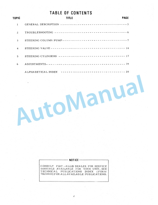 Fiatallis 260A, 260EA, 260B, 261B, 262B, 263B, 460C Tractor Scraper Service Manual 70689739-3