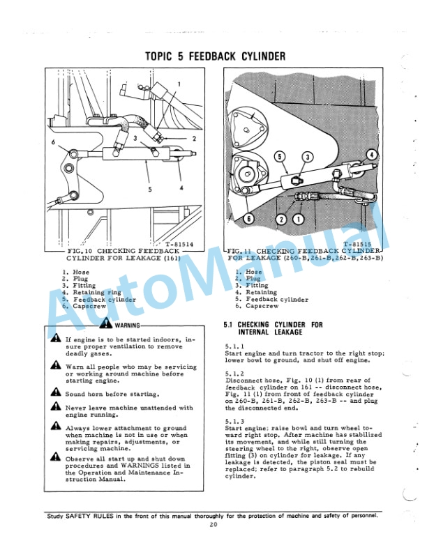 Fiatallis 260B, 261B, 262B, 263B, 161 Tractor Scraper Service Manual 73117273-5