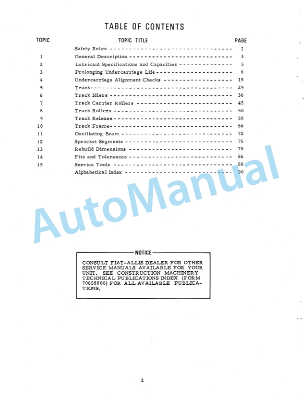 Alternative view of Fiatallis 31 Crawler Tractor Service Manual 73108463