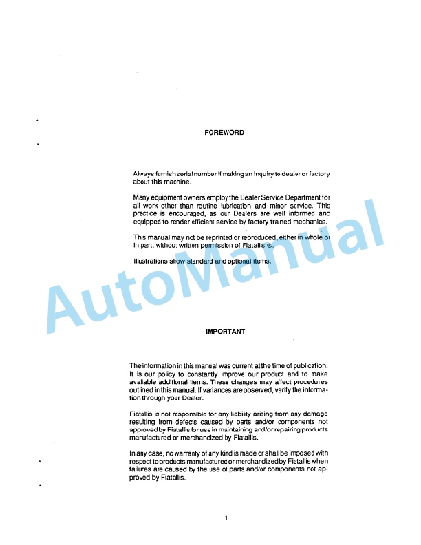 Alternative view of Fiatallis 31 Crawler Tractor Service Manual 73114991