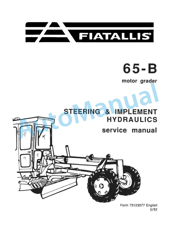 Fiatallis 65B Motor Grader Service Manual 73123077