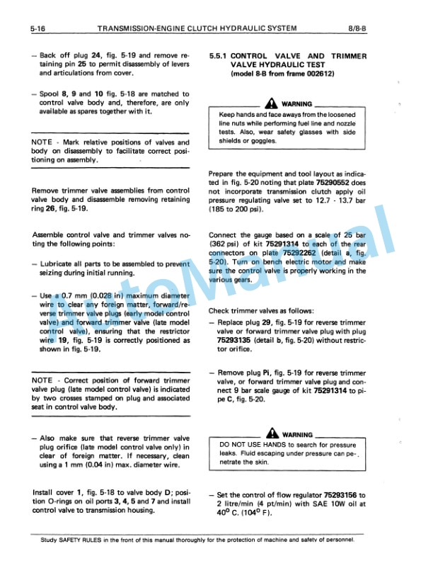 Fiatallis 8, 8B Crawler Dozer Service Manual 60406248-5