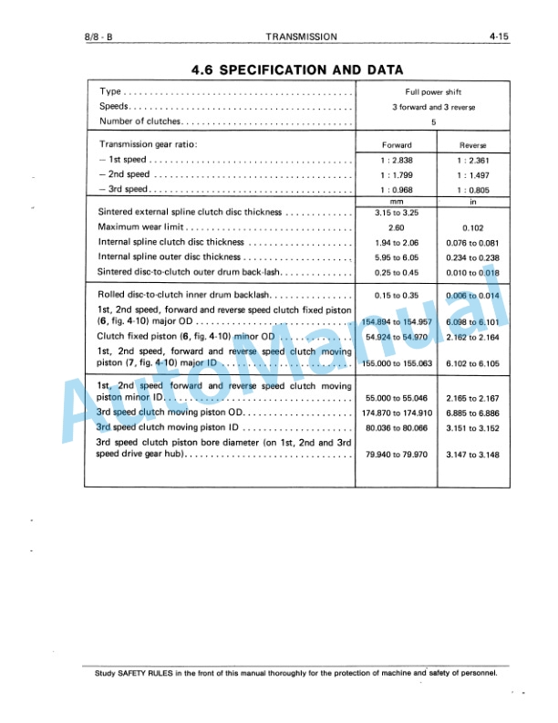Fiatallis 8, 8B Crawler Dozer Service Manual 60406362-3