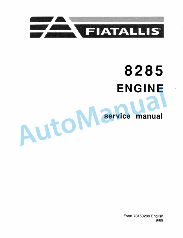 Fiatallis 8285 Engine Service Manual 73150208