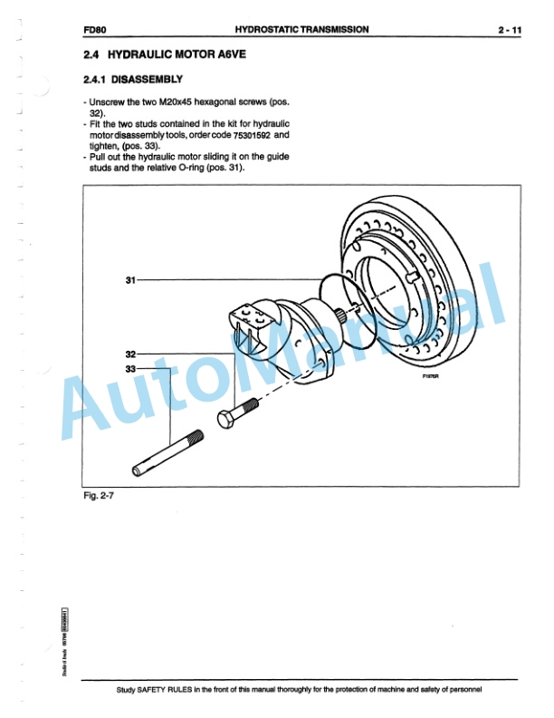 Fiatallis FD80 Hydrostatic Crawler Dozer Service Manual 60406841-2