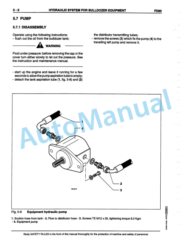 Fiatallis FD80 Hydrostatic Crawler Dozer Service Manual 60406841-5