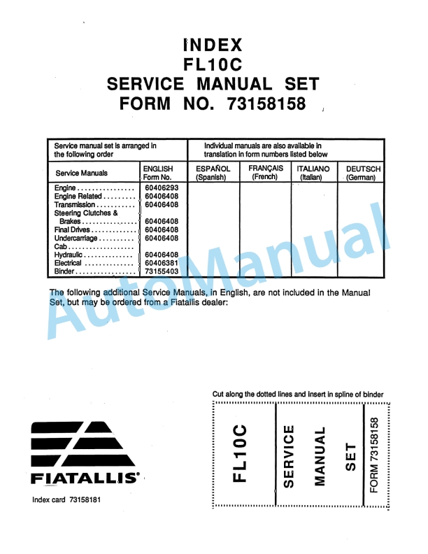 Fiatallis FL10C Service Manual 73158158