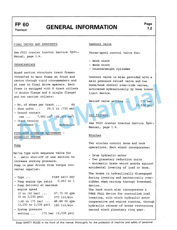 Fiatallis FP60 Pipelayer Service Manual 60406271-2