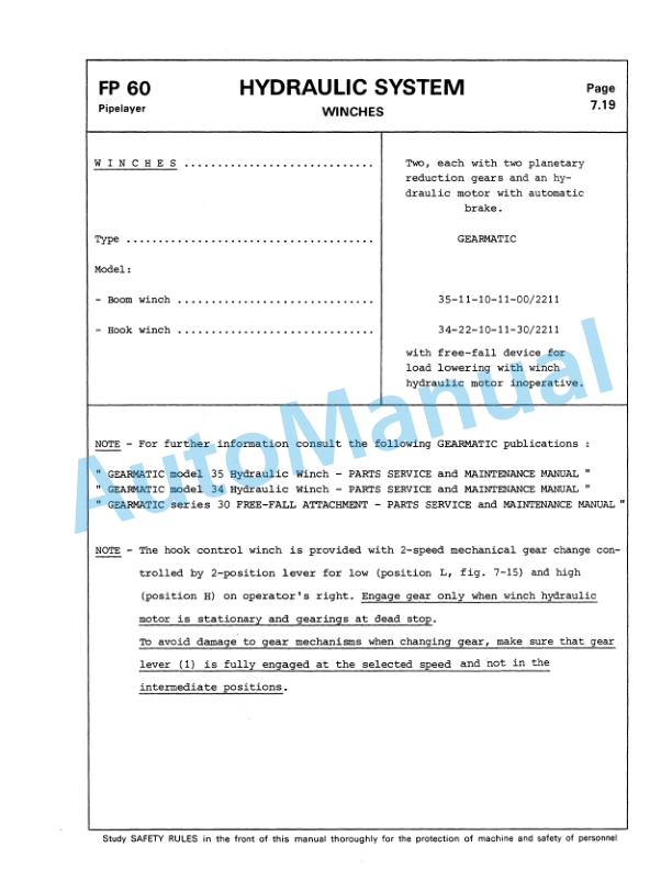 Fiatallis FP60 Pipelayer Service Manual 60406271-4