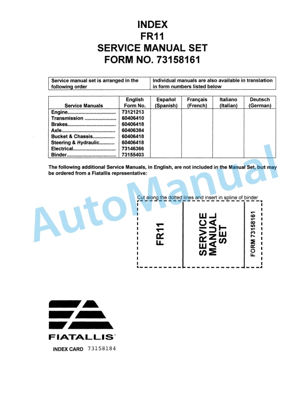 Fiatallis FR11 Service Manual 73158161
