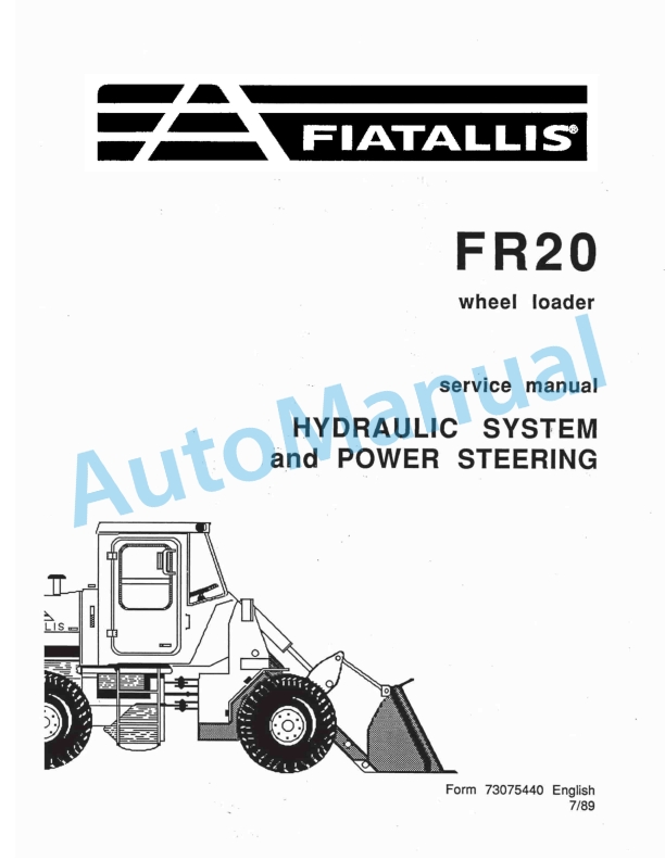 Fiatallis FR20 Wheel Loader Service Manual 73075440