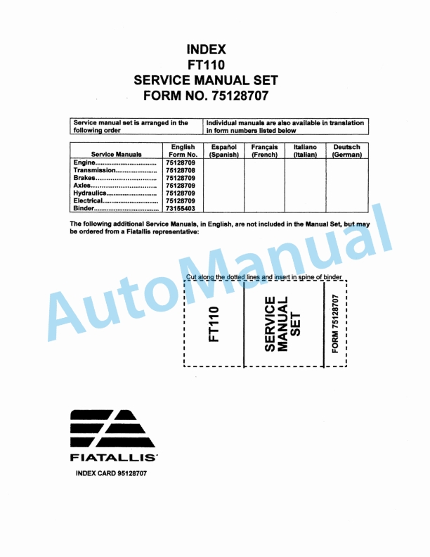 Fiatallis FT110 Service Manual 75128707