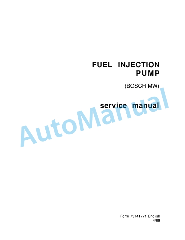 Fiatallis Fuel Injection Pump Service Manual 73141771