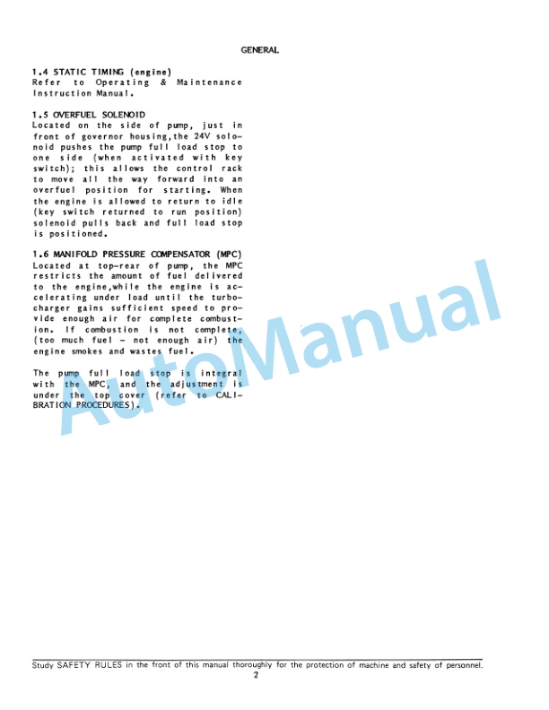 Alternative view of Fiatallis Fuel Injection Pump Service Manual 73141771