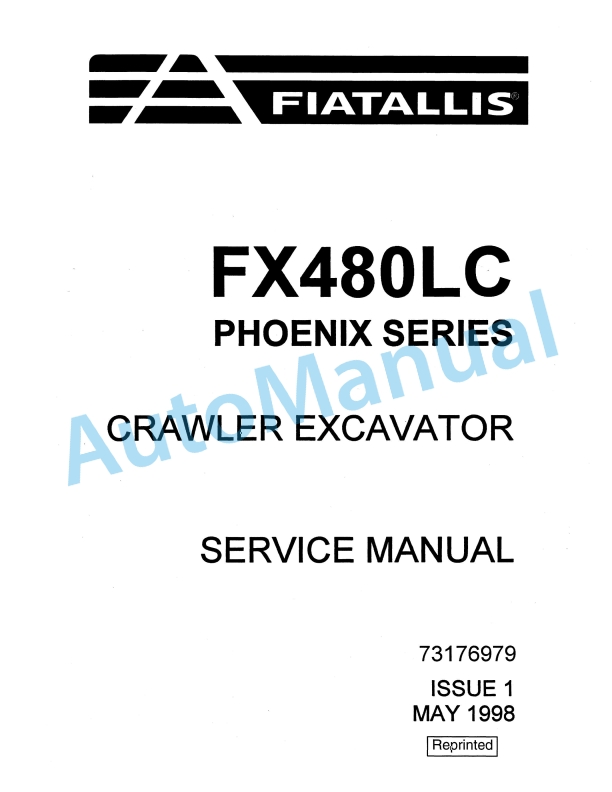 Fiatallis FX480LC Phoenix Series Crawler Excavator Service Manual 73176979